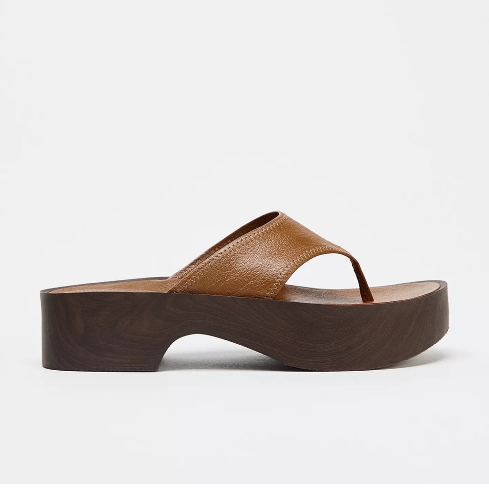 Zara Platform Soft Leather Sandal Size 38
